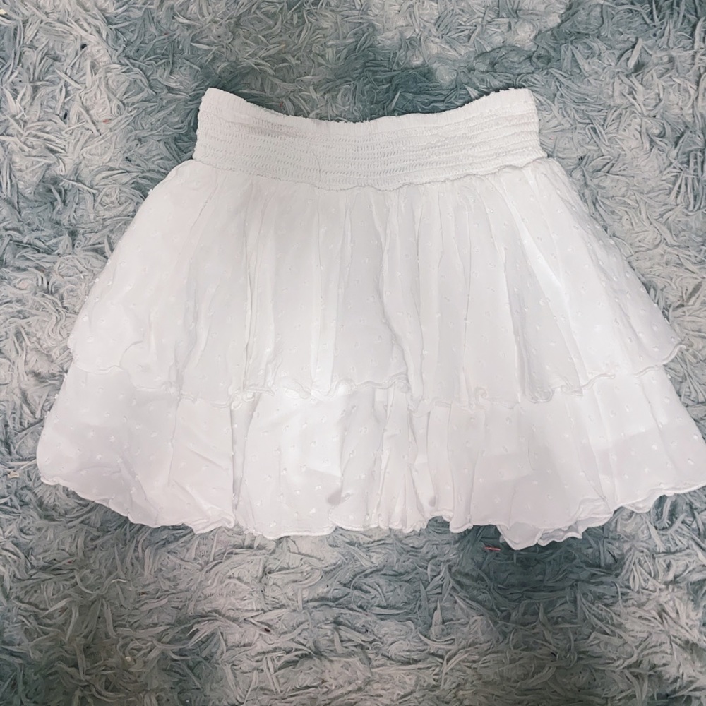 White mini ruffle skirt